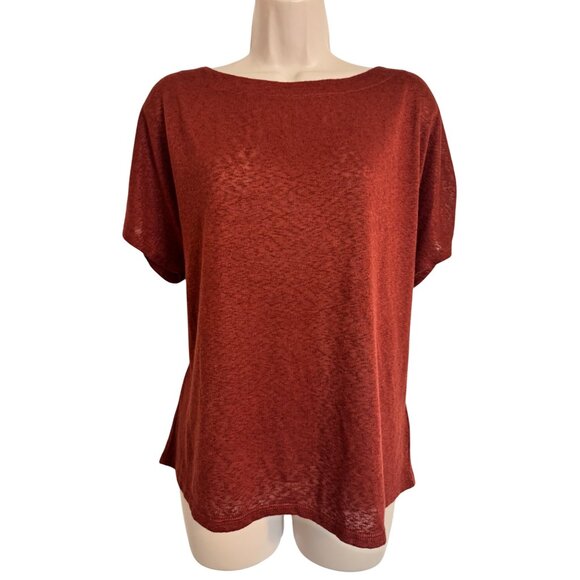 bobeau Tops - Bobeau Boat Neck Size Large Rushed Puff Short Sleeve Knit Stretch Top NWT